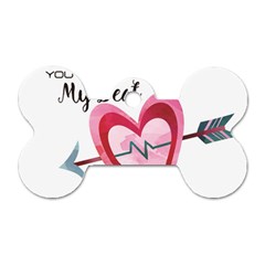 You Are My Beat / Pink And Teal Hearts Pattern (white)  Dog Tag Bone (two Sides) by FashionFling