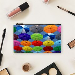 Color Umbrella Blue Sky Red Pink Grey And Green Folding Umbrella Painting Cosmetic Bag (small)  by Nexatart