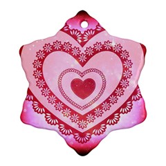 Heart Background Lace Snowflake Ornament (two Sides) by Nexatart