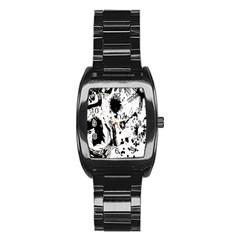 Pattern Color Painting Dab Black Stainless Steel Barrel Watch by Nexatart