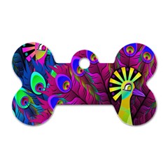 Peacock Abstract Digital Art Dog Tag Bone (two Sides) by Nexatart