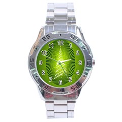 Vector Chirstmas Tree Design Stainless Steel Analogue Watch by Nexatart