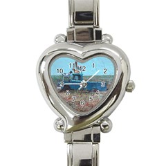 Goats On A Pickup Truck Heart Italian Charm Watch by digitaldivadesigns