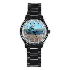 Goats On A Pickup Truck Stainless Steel Round Watch by digitaldivadesigns