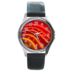 Bokeh Lines Wave Points Swing Round Metal Watch by Amaryn4rt