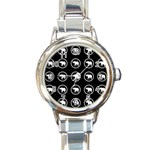 Elephant Wallpaper Pattern Round Italian Charm Watch Front