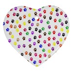 Paw Prints Background Heart Ornament (Two Sides) Front