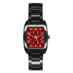 Traditional Art Pattern Stainless Steel Barrel Watch by Amaryn4rt