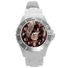 Beautiful Women Fantasy Art Round Plastic Sport Watch (l) by Amaryn4rt