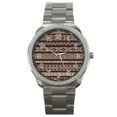 Ethnic Pattern Vector Sport Metal Watch by Amaryn4rt