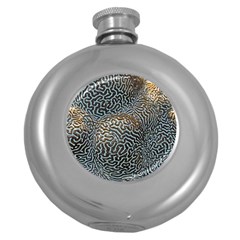 Coral Pattern Round Hip Flask (5 Oz) by Amaryn4rt