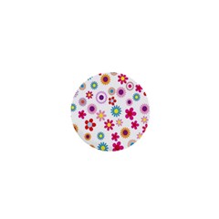 Colorful Floral Flowers Pattern 1  Mini Magnets by Simbadda