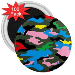 Rainbow Camouflage 3  Magnets (100 Pack) by boho