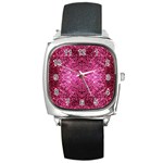 Pink Glitter Square Metal Watch Front