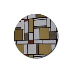 Fabric Textures Fabric Texture Vintage Blocks Rectangle Pattern Rubber Coaster (round)  by Simbadda