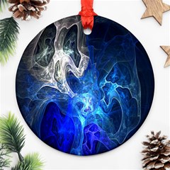 Ghost Fractal Texture Skull Ghostly White Blue Light Abstract Ornament (round) by Simbadda