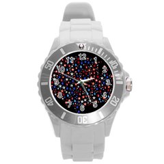 America Usa Map Stars Vector  Round Plastic Sport Watch (l) by Simbadda