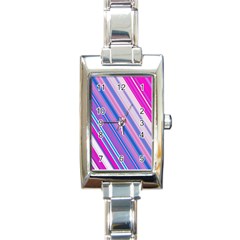 Line Obliquely Pink Rectangle Italian Charm Watch