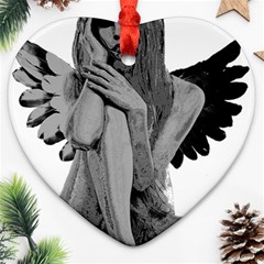 Stone Angel Heart Ornament (two Sides) by Valentinaart