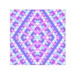 Geometric Gingham Merged Retro Pattern Small Satin Scarf (Square) Front