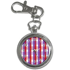 Gingham Pattern Checkered Violet Key Chain Watches by Simbadda