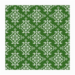 St Patrick S Day Damask Vintage Green Background Pattern Medium Glasses Cloth (2-side) by Simbadda