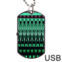 Green Triangle Patterns Dog Tag Usb Flash (two Sides) by Simbadda