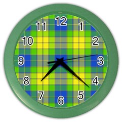 Spring Plaid Yellow Color Wall Clocks by Simbadda