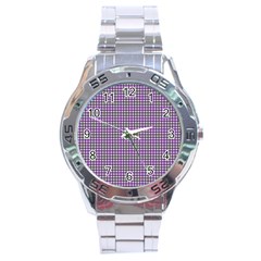 Mardi Gras Purple Plaid Stainless Steel Analogue Watch by PhotoNOLA