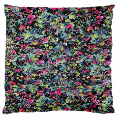 Neon Floral Print Silver Spandex Large Flano Cushion Case (two Sides) by Simbadda