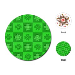 Fabric Shamrocks Clovers Playing Cards (round)  by Simbadda