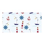 Seaside Nautical Themed Pattern Seamless Wallpaper Background Satin Wrap Front