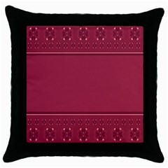 Heart Pattern Background In Dark Pink Throw Pillow Case (black) by Simbadda