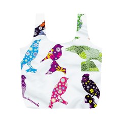 Birds Colorful Floral Funky Full Print Recycle Bags (m)  by Amaryn4rt