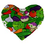 Vegetables  Large 19  Premium Flano Heart Shape Cushions Back