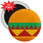 Burger Bread Food Cheese Vegetable 3  Magnets (10 pack)  Front