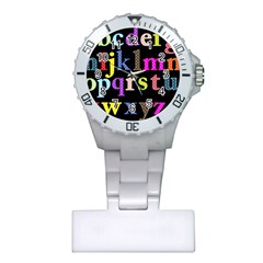 Alphabet Letters Colorful Polka Dots Letters In Lower Case Plastic Nurses Watch by Simbadda