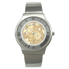 Flower Floral Star Sunflower Grey Stainless Steel Watch by Mariart