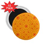 Solar mandala. Orange rangoli. 2.25  Magnet (10 pack) Front