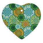 Forest Spirits. Green mandalas. Heart Ornament (Two Sides) Front