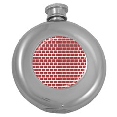 Brick Line Red White Round Hip Flask (5 Oz) by Mariart