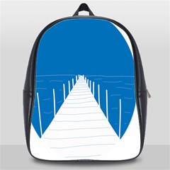 Bridge Sea Beack Blue White School Bags (xl)  by Mariart