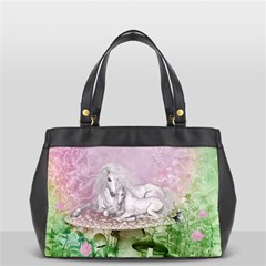 Wonderful Unicorn With Foal On A Mushroom Office Handbags (2 Sides)  by FantasyWorld7