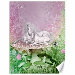 Wonderful Unicorn With Foal On A Mushroom Canvas 18  X 24   by FantasyWorld7