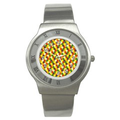 Flower Floral Sunflower Color Rainbow Yellow Purple Red Green Stainless Steel Watch by Mariart