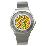 Flower Floral Sunflower Color Rainbow Yellow Purple Red Green Stainless Steel Watch Front