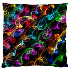 Rainbow Ribbon Swirls Digitally Created Colourful Large Cushion Case (one Side) by Nexatart