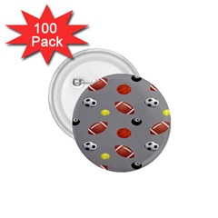 Balltiled Grey Ball Tennis Football Basketball Billiards 1 75  Buttons (100 Pack)  by Mariart