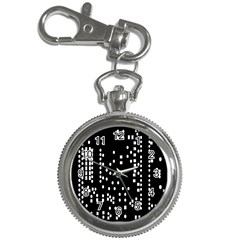 Circle Plaid Black White Key Chain Watches by Mariart