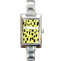 Leopard Polka Dot Yellow Black Rectangle Italian Charm Watch by Mariart